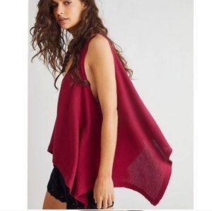 NWOT We The Free "Sing Flowy Gone Gogi" Handkerchief Tank Oversized XS Burgundy